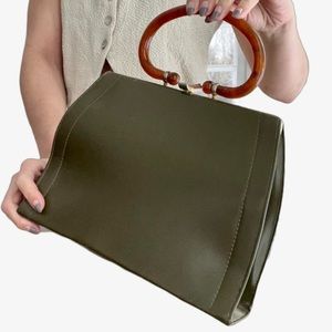 Vintage Moss Green Handbag 50s 60s